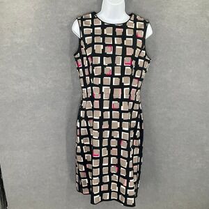Kate Spade New York‎ Black Geometric Sleeveless Dress Size 8 Career Work